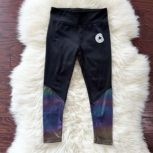 Converse Girls Size Small 8-10YRS Black With Contrast Shimmer Bottom Leggings
